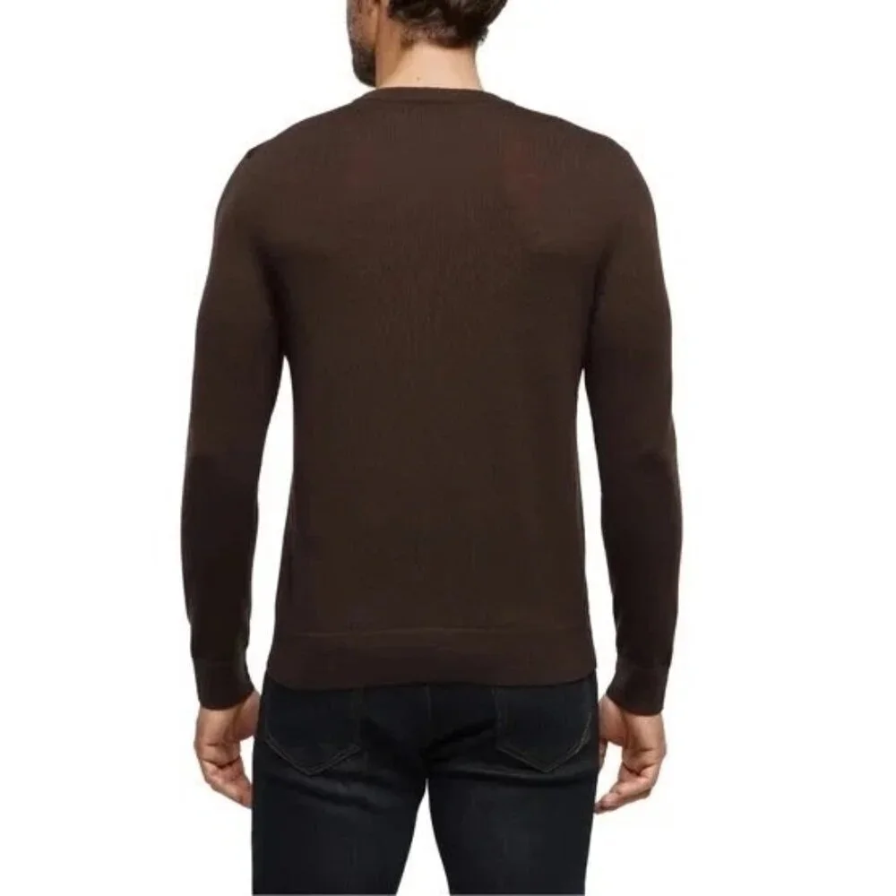 NEW Banana Republic Men's L Brown 100% Merino Wool Sweater Crew neck  M0118